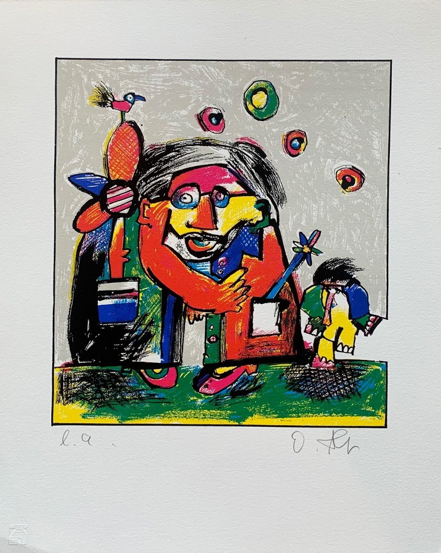Die Farbserigrafie „Happy Birthday“ von Otmar Alt aus dem Jahre 1990 (Foto: Galerie Kley)