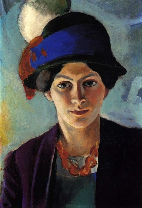 Abbildung: August Macke, Frau des Künstlers mit Hut, 1909, LWL-Museum für Kunst und Kultur