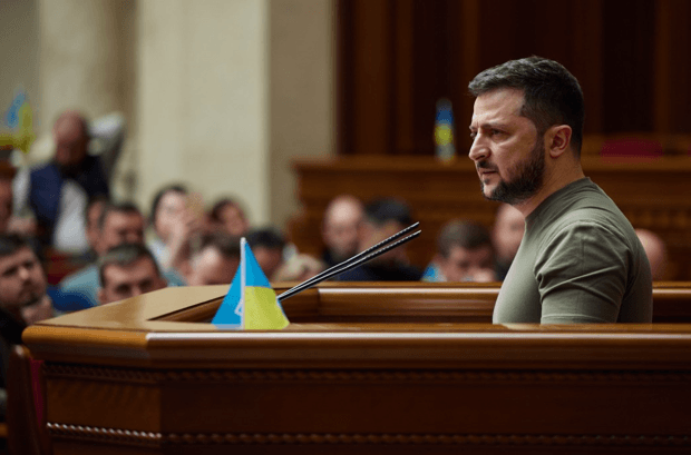 Zelensky’s Rede vor dem Ukrainischen Parlament  2023. Photo was taken from open resources